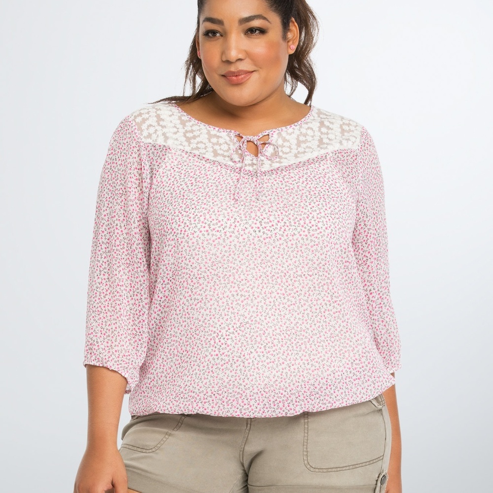 Floral Lace Inset Blouse